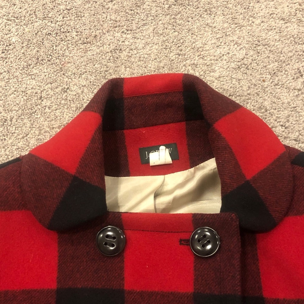 J Crew Vintage Red and Black Buffalo Plaid Women’s Cropped Jacket Size 12 - Picture 7 of 9